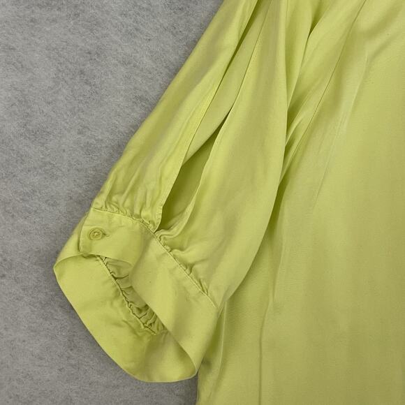 Chicos Top Womens 3 US 16/18 Butter Yellow Button Up Collared Slit Short Sleeve - Picture 9 of 12